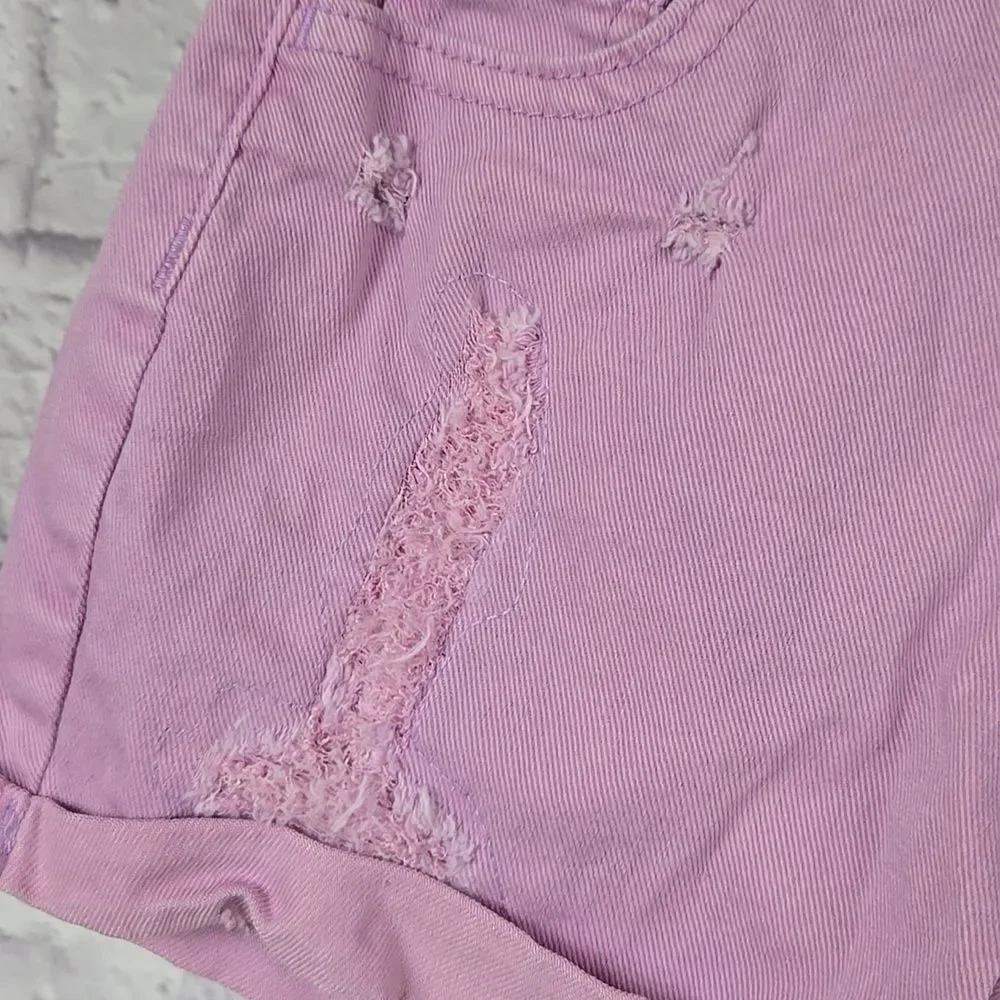 Justice Mom Shorts Girls 10 Slim Viola Purple Distressed Denim Jean Shorts